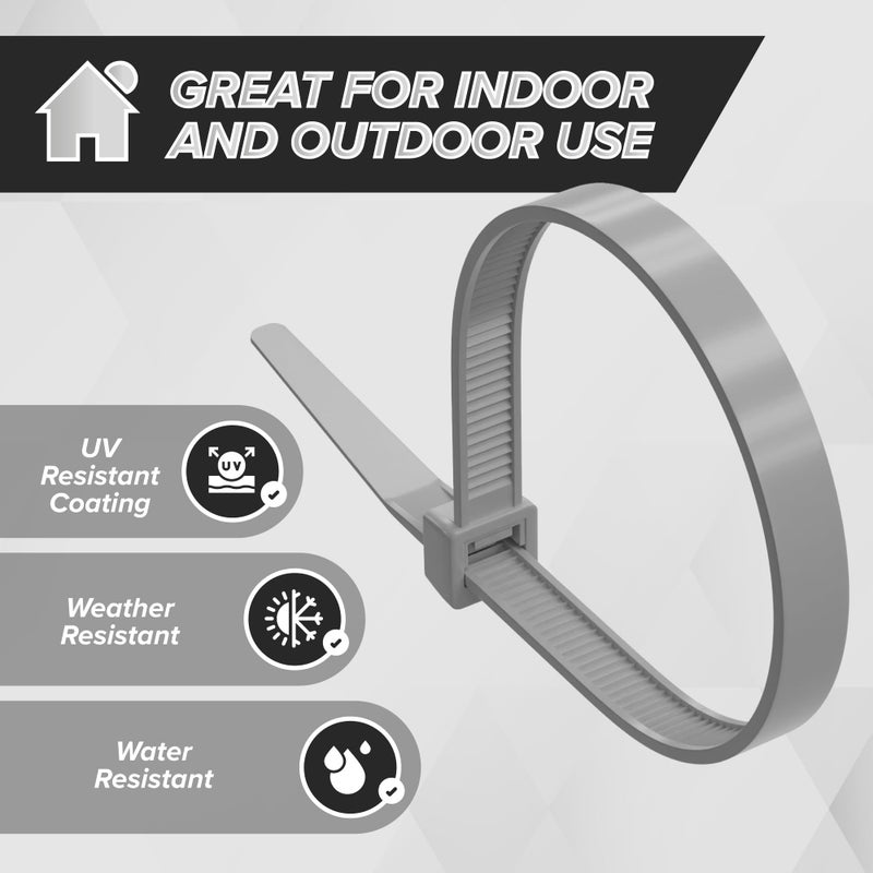 THE CIMPLE CO 21 Inch Grey Nylon Zip Ties (Wire, Cable Ties) - Strong - Indoor and Outdoor Rated - No Tools Needed - 100 Pack - Image 5